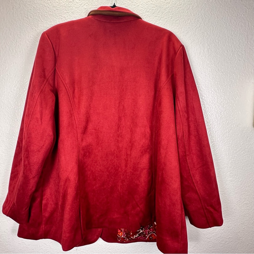 Isaac Mizrahi Vibrant Red Faux Suede Blazer - Picture 3 of 9